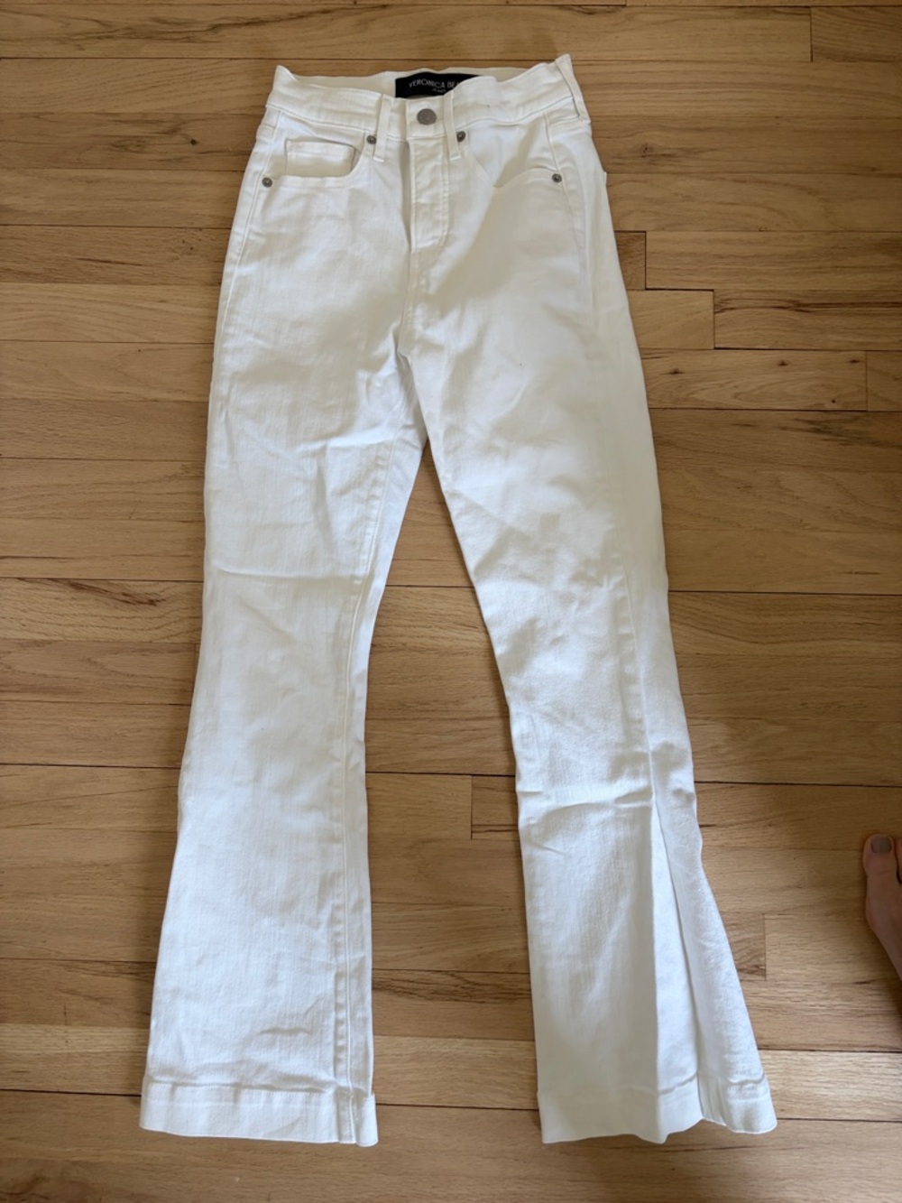 Veronica Beard Carson White High-Rise Ankle Flare Jeans